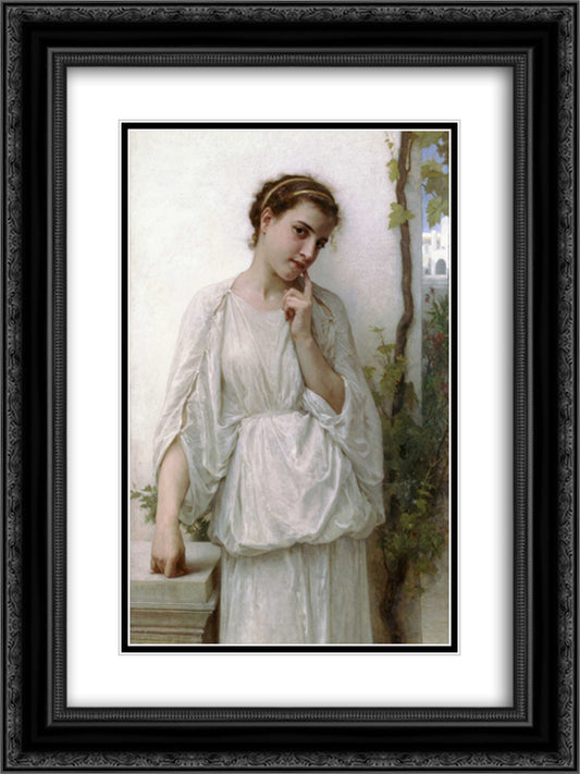 Reverie 18x24 Black Ornate Wood Framed Art Print Poster with Double Matting by Bouguereau, William Adolphe