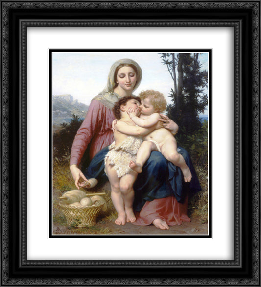 Sainte Famille 20x22 Black Ornate Wood Framed Art Print Poster with Double Matting by Bouguereau, William Adolphe