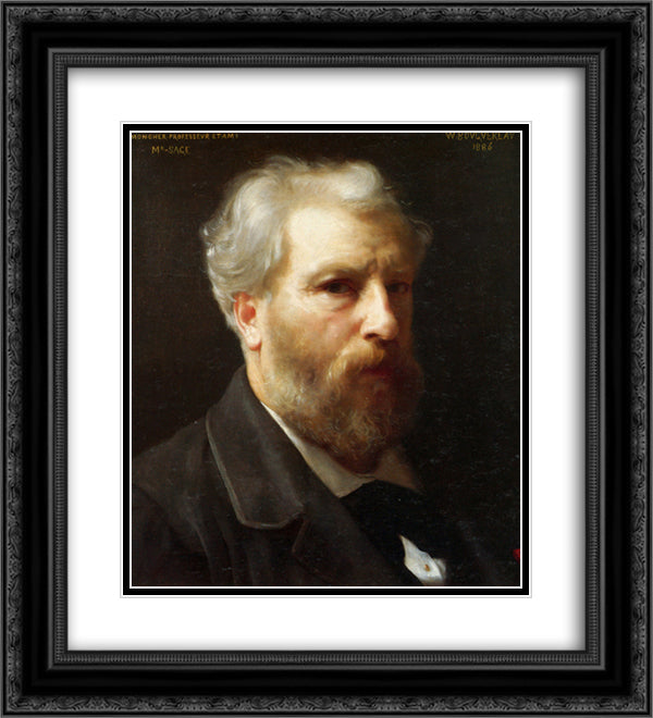 Self-Portrait Presented To M. Sage 20x22 Black Ornate Wood Framed Art Print Poster with Double Matting by Bouguereau, William Adolphe