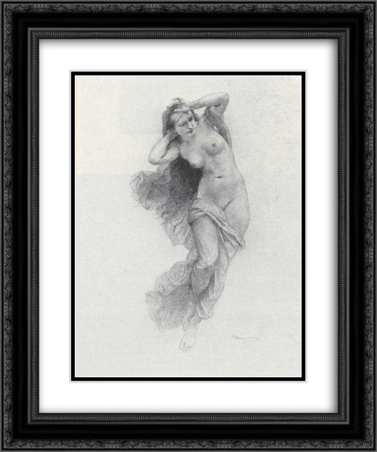 Sketch for Night 20x24 Black Ornate Wood Framed Art Print Poster with Double Matting by Bouguereau, William Adolphe