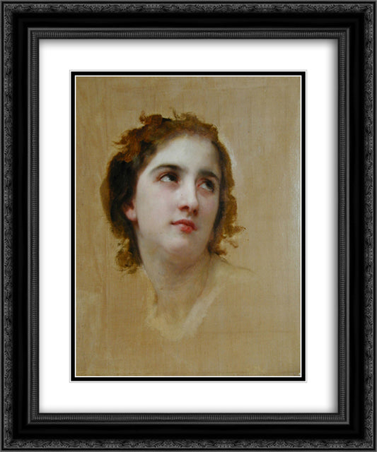 Sketch of a Young Woman 20x24 Black Ornate Wood Framed Art Print Poster with Double Matting by Bouguereau, William Adolphe