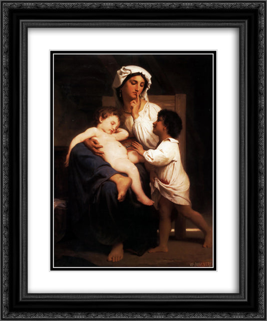 Sleep 20x24 Black Ornate Wood Framed Art Print Poster with Double Matting by Bouguereau, William Adolphe
