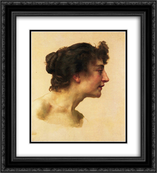 Study of the Head of Elize 20x22 Black Ornate Wood Framed Art Print Poster with Double Matting by Bouguereau, William Adolphe