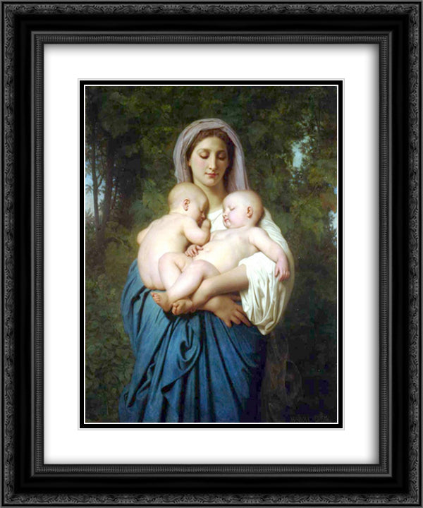 The Charity 20x24 Black Ornate Wood Framed Art Print Poster with Double Matting by Bouguereau, William Adolphe