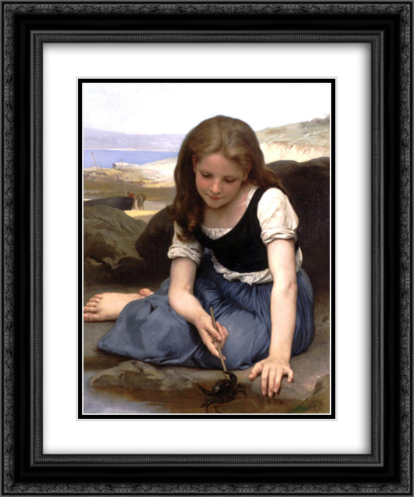 The Crab 20x24 Black Ornate Wood Framed Art Print Poster with Double Matting by Bouguereau, William Adolphe