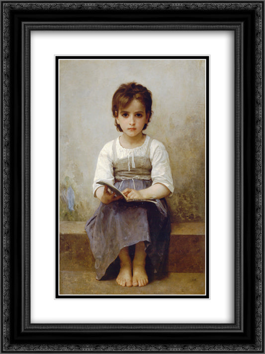 The hard lesson 18x24 Black Ornate Wood Framed Art Print Poster with Double Matting by Bouguereau, William Adolphe