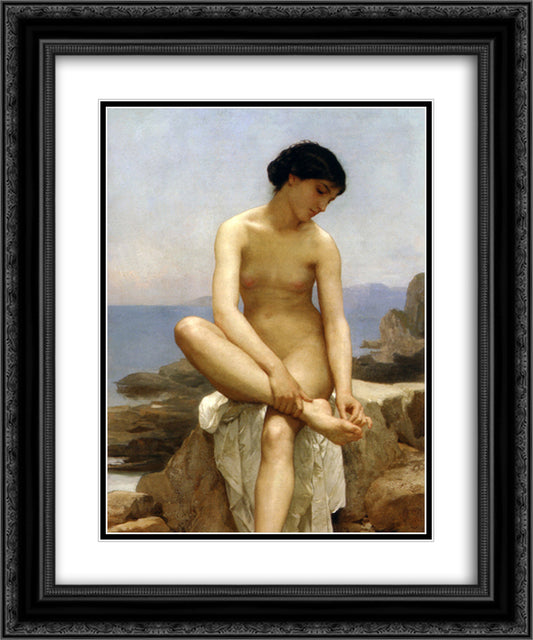 The Bather 20x24 Black Ornate Wood Framed Art Print Poster with Double Matting by Bouguereau, William Adolphe