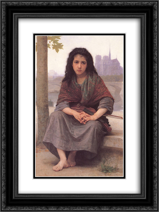 The Bohemian 18x24 Black Ornate Wood Framed Art Print Poster with Double Matting by Bouguereau, William Adolphe