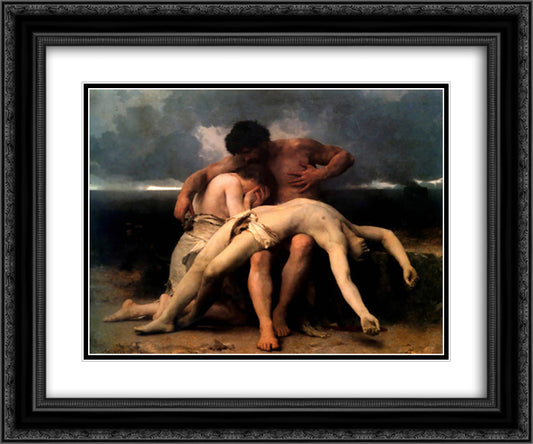 The First Mourning 24x20 Black Ornate Wood Framed Art Print Poster with Double Matting by Bouguereau, William Adolphe