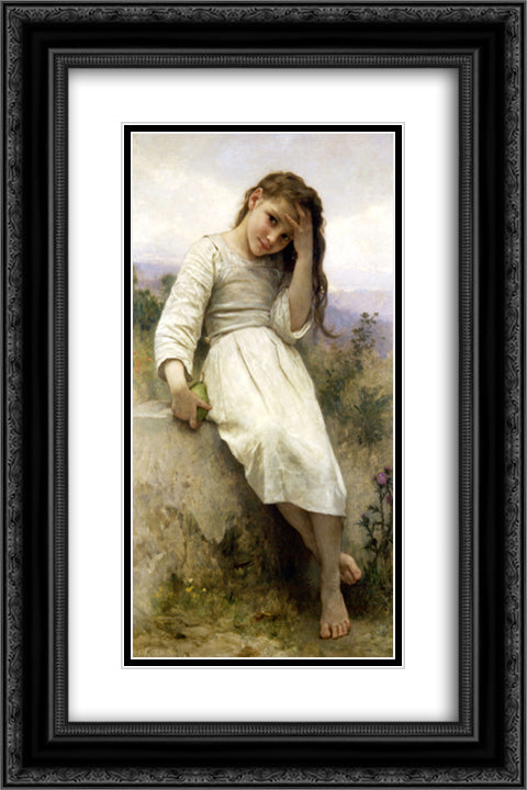 The Little Marauder 16x24 Black Ornate Wood Framed Art Print Poster with Double Matting by Bouguereau, William Adolphe