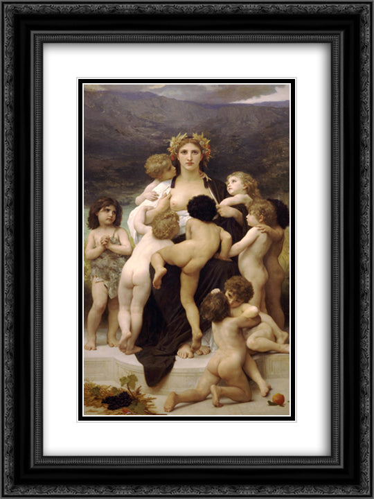 The Motherland 18x24 Black Ornate Wood Framed Art Print Poster with Double Matting by Bouguereau, William Adolphe