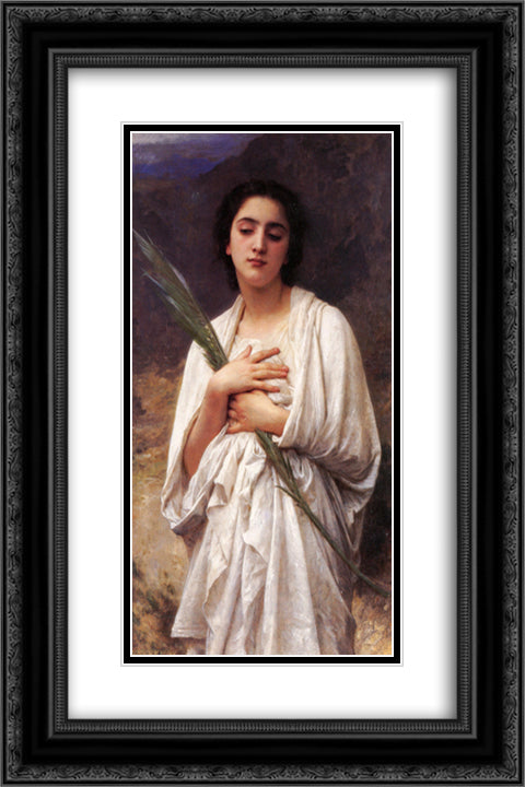 The Palm Leaf 16x24 Black Ornate Wood Framed Art Print Poster with Double Matting by Bouguereau, William Adolphe