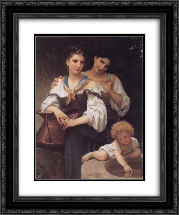 The Secret 20x24 Black Ornate Wood Framed Art Print Poster with Double Matting by Bouguereau, William Adolphe