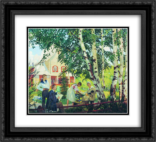 At Home 22x20 Black Ornate Wood Framed Art Print Poster with Double Matting by Kustodiev, Boris