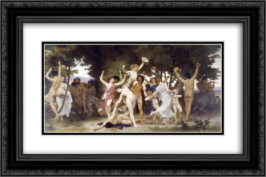 The Youth of Bacchus 24x16 Black Ornate Wood Framed Art Print Poster with Double Matting by Bouguereau, William Adolphe