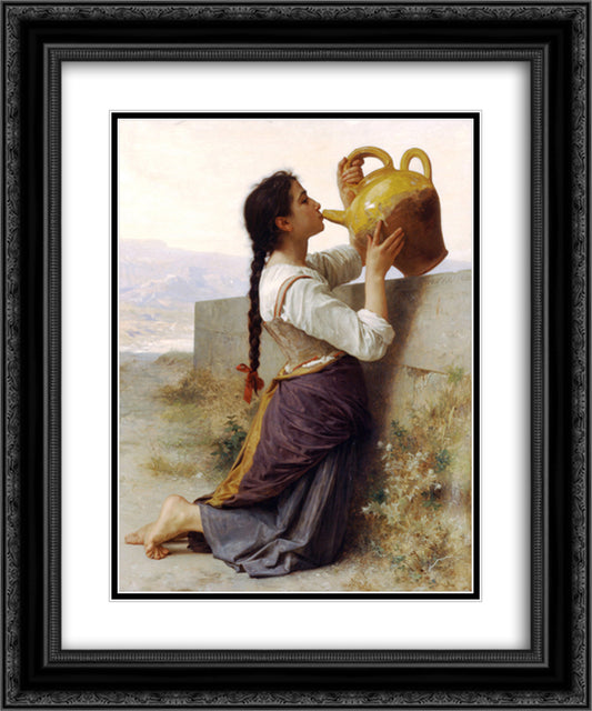 Thirst 20x24 Black Ornate Wood Framed Art Print Poster with Double Matting by Bouguereau, William Adolphe