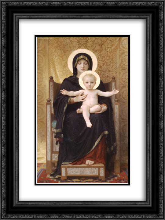 Virgin and Child 18x24 Black Ornate Wood Framed Art Print Poster with Double Matting by Bouguereau, William Adolphe
