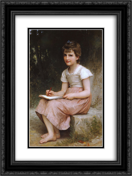 Vocation 18x24 Black Ornate Wood Framed Art Print Poster with Double Matting by Bouguereau, William Adolphe