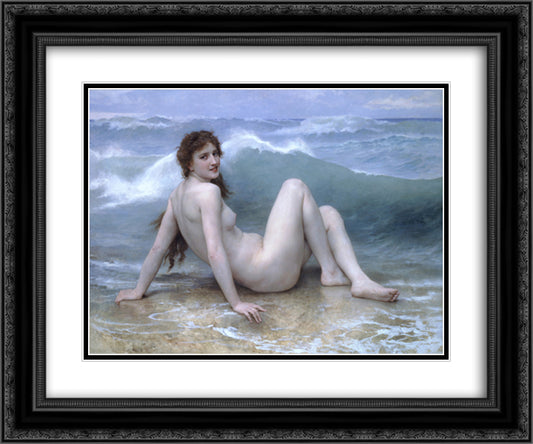 Wave 24x20 Black Ornate Wood Framed Art Print Poster with Double Matting by Bouguereau, William Adolphe