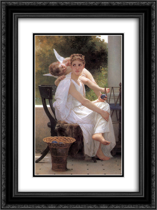 Work Interrupted 18x24 Black Ornate Wood Framed Art Print Poster with Double Matting by Bouguereau, William Adolphe