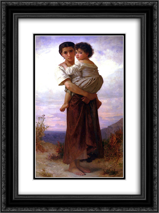 Young Bohemians 18x24 Black Ornate Wood Framed Art Print Poster with Double Matting by Bouguereau, William Adolphe