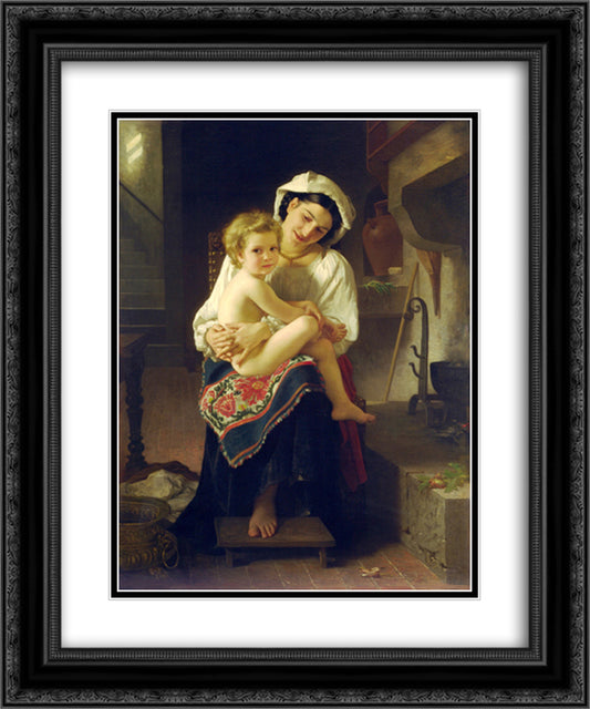 Young Mother Gazing At Her Child 20x24 Black Ornate Wood Framed Art Print Poster with Double Matting by Bouguereau, William Adolphe