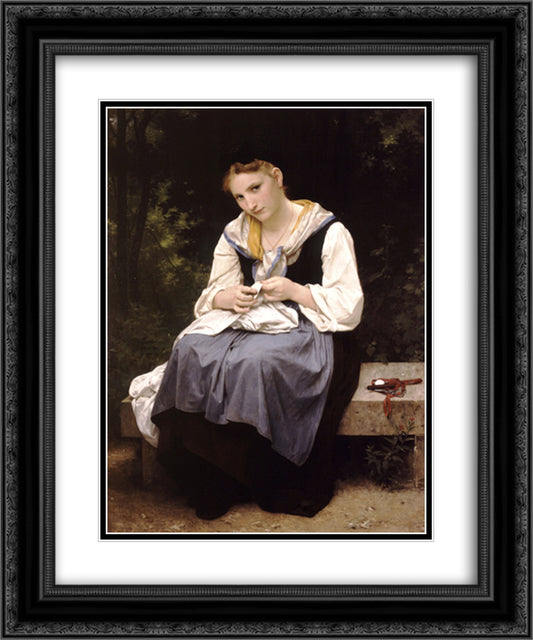Young Worker 20x24 Black Ornate Wood Framed Art Print Poster with Double Matting by Bouguereau, William Adolphe