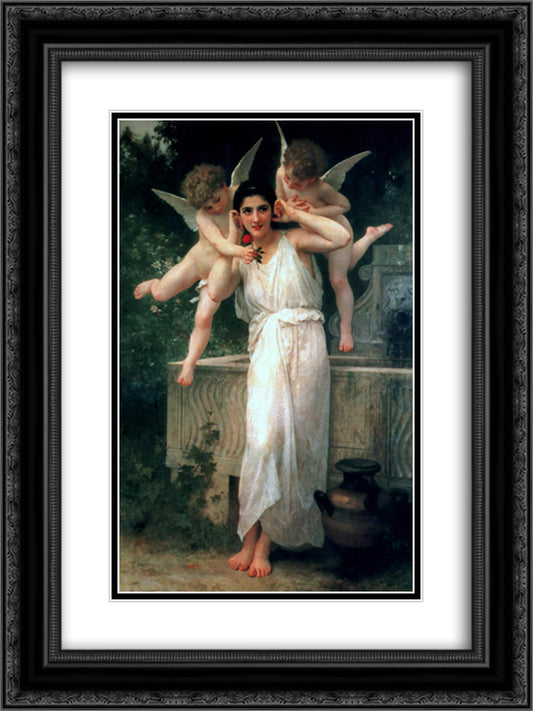 Youth 18x24 Black Ornate Wood Framed Art Print Poster with Double Matting by Bouguereau, William Adolphe