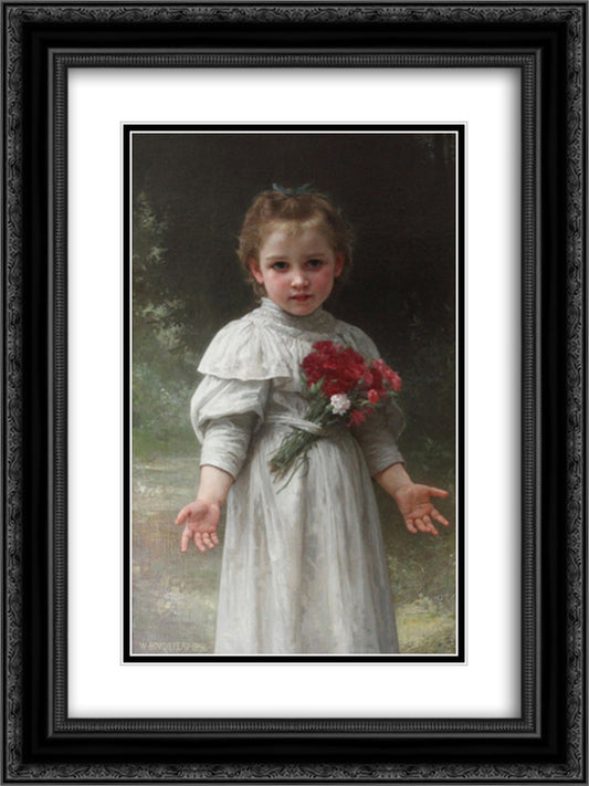 Yvonne 18x24 Black Ornate Wood Framed Art Print Poster with Double Matting by Bouguereau, William Adolphe