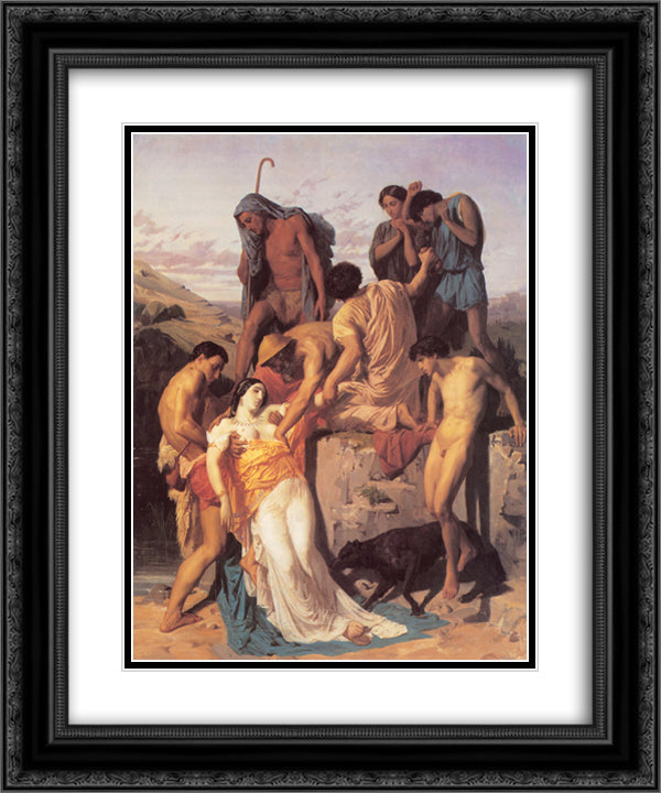 Zenobia found by shepherds on the banks of the Araxes 20x24 Black Ornate Wood Framed Art Print Poster with Double Matting by Bouguereau, William Adolphe