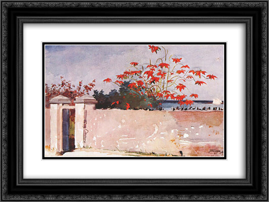 A wall, Nassau 24x18 Black Ornate Wood Framed Art Print Poster with Double Matting by Homer, Winslow