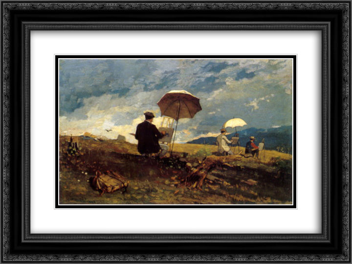 Artists Sketching in the White Mountains 24x18 Black Ornate Wood Framed Art Print Poster with Double Matting by Homer, Winslow