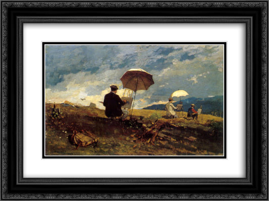 Artists Sketching in the White Mountains 24x18 Black Ornate Wood Framed Art Print Poster with Double Matting by Homer, Winslow