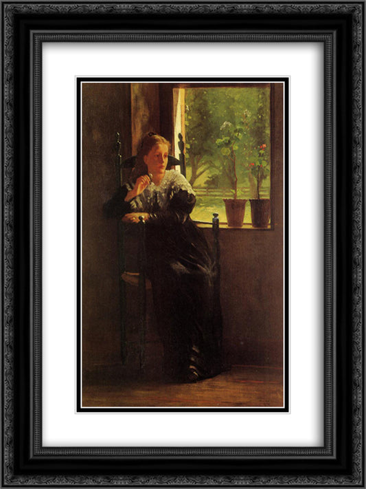 At the Window 18x24 Black Ornate Wood Framed Art Print Poster with Double Matting by Homer, Winslow