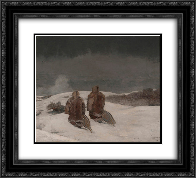 Below Zero 22x20 Black Ornate Wood Framed Art Print Poster with Double Matting by Homer, Winslow