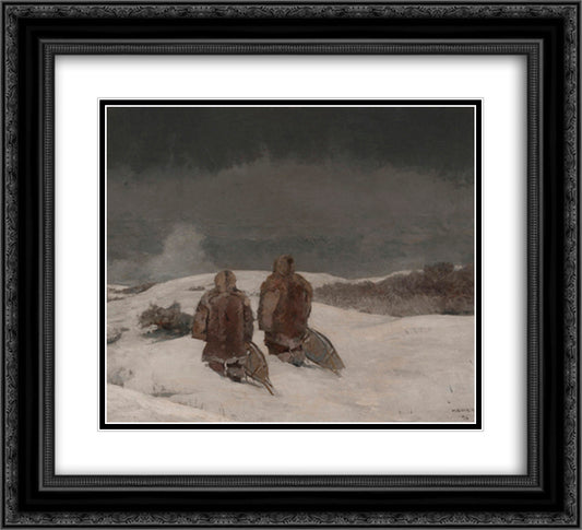 Below Zero 22x20 Black Ornate Wood Framed Art Print Poster with Double Matting by Homer, Winslow