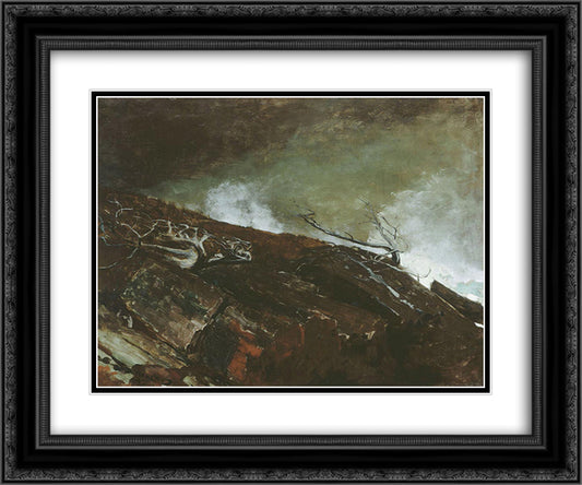 Coast of Maine 24x20 Black Ornate Wood Framed Art Print Poster with Double Matting by Homer, Winslow