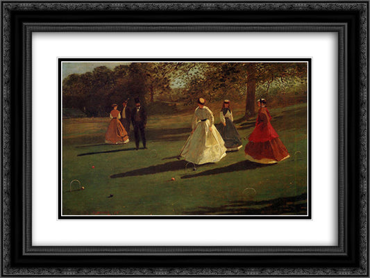 Croquet Players 24x18 Black Ornate Wood Framed Art Print Poster with Double Matting by Homer, Winslow