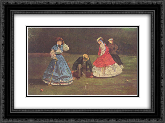 Croquet Scene 24x18 Black Ornate Wood Framed Art Print Poster with Double Matting by Homer, Winslow
