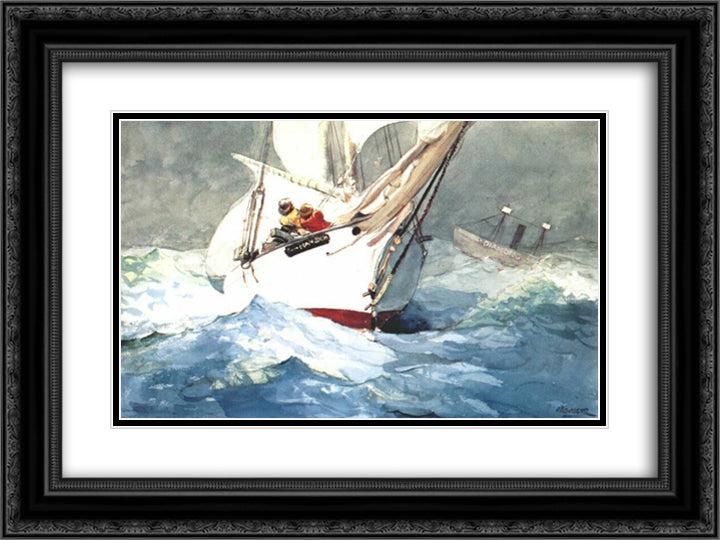 Diamond shoal 24x18 Black Ornate Wood Framed Art Print Poster with Double Matting by Homer, Winslow