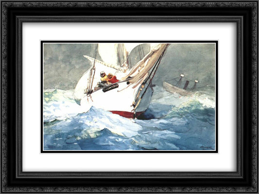 Diamond shoal 24x18 Black Ornate Wood Framed Art Print Poster with Double Matting by Homer, Winslow