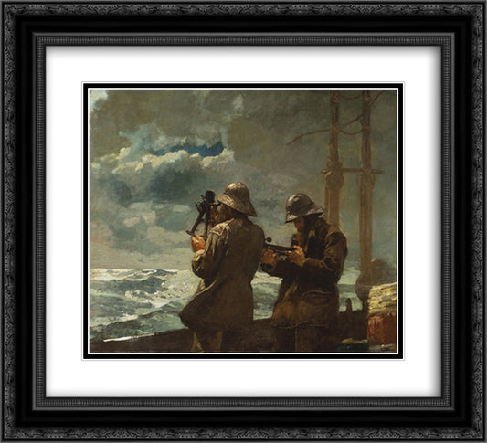 Eight Bells 22x20 Black Ornate Wood Framed Art Print Poster with Double Matting by Homer, Winslow