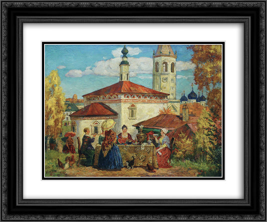 At the Old Suzdal 24x20 Black Ornate Wood Framed Art Print Poster with Double Matting by Kustodiev, Boris