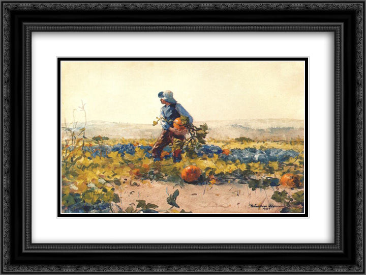 For to be a farmer's boy 24x18 Black Ornate Wood Framed Art Print Poster with Double Matting by Homer, Winslow