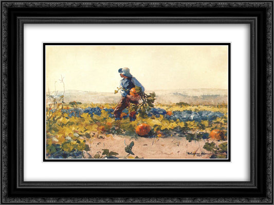 For to be a farmer's boy 24x18 Black Ornate Wood Framed Art Print Poster with Double Matting by Homer, Winslow