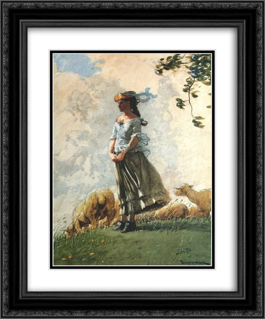 Fresh Air 20x24 Black Ornate Wood Framed Art Print Poster with Double Matting by Homer, Winslow