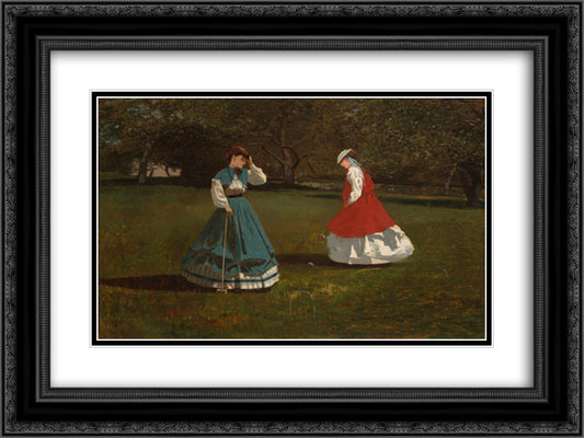 Game of Croquet 24x18 Black Ornate Wood Framed Art Print Poster with Double Matting by Homer, Winslow