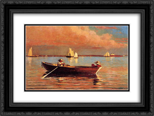 Gloucester Harbor 24x18 Black Ornate Wood Framed Art Print Poster with Double Matting by Homer, Winslow