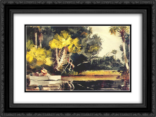 Homosassa jungle (Florida) 24x18 Black Ornate Wood Framed Art Print Poster with Double Matting by Homer, Winslow