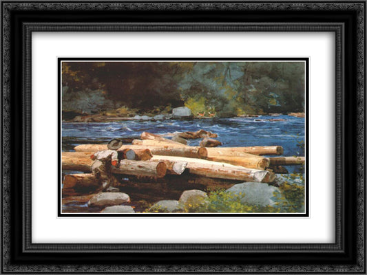 Hudson river 24x18 Black Ornate Wood Framed Art Print Poster with Double Matting by Homer, Winslow